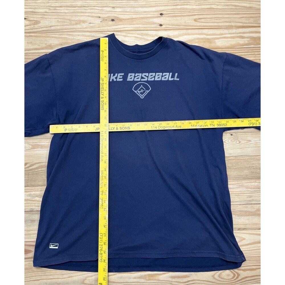 Vtg Nike Center Swoosh Shirt Mens XXL Baseball Navy Blue Spellout Logo - Picture 2 of 4